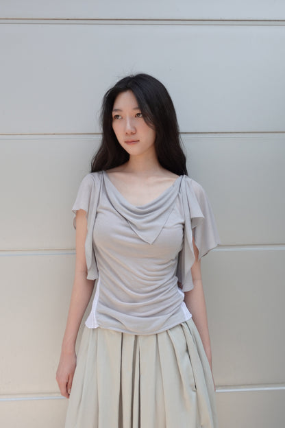 RIB 005 'Dancing Sleeves Back knit Jersey Top'