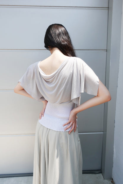 DRAPE 010 'Random Tuck Deep Slit Skirt'