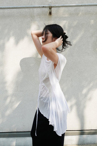 DIA 008 'Asymmetric Tied Knit Panel Top'