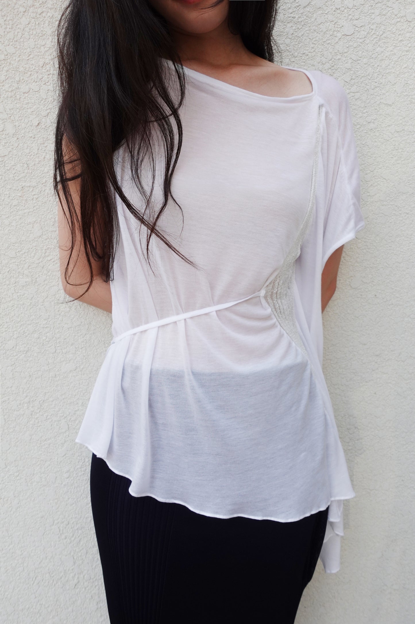 DIA 008 'Asymmetric Tied Knit Panel Top'