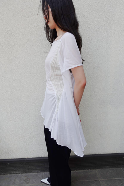 DIA 008 'Asymmetric Tied Knit Panel Top'