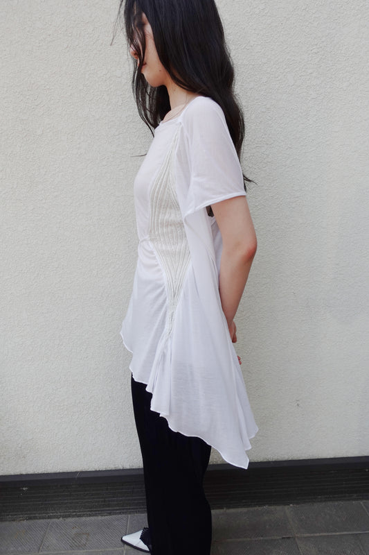 DIA 008 'Asymmetric Tied Knit Panel Top'