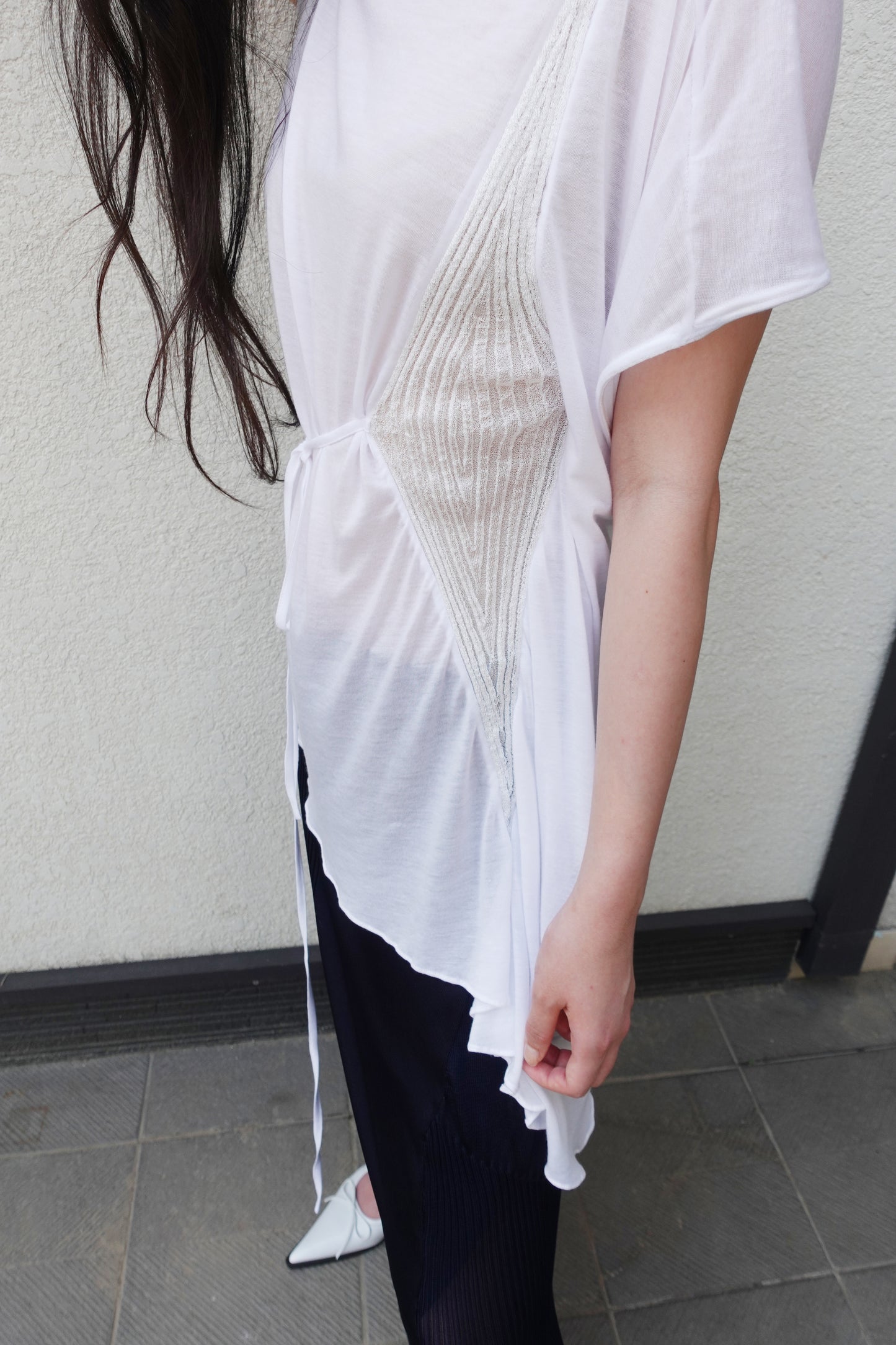DIA 008 'Asymmetric Tied Knit Panel Top'