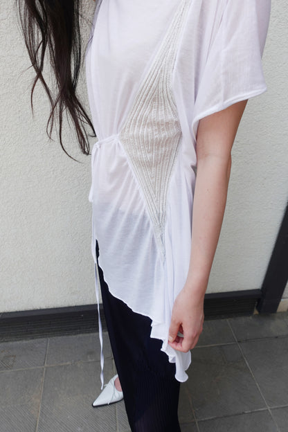 DIA 008 'Asymmetric Tied Knit Panel Top'