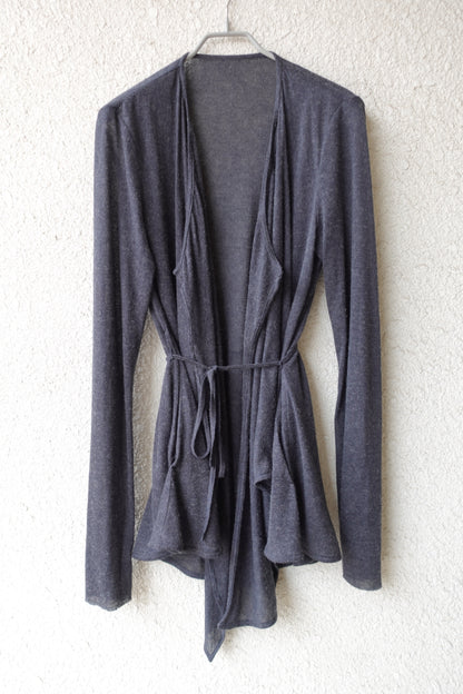 DRAPE 011 'Disheveled Drape Sheer Wool Cardigan'