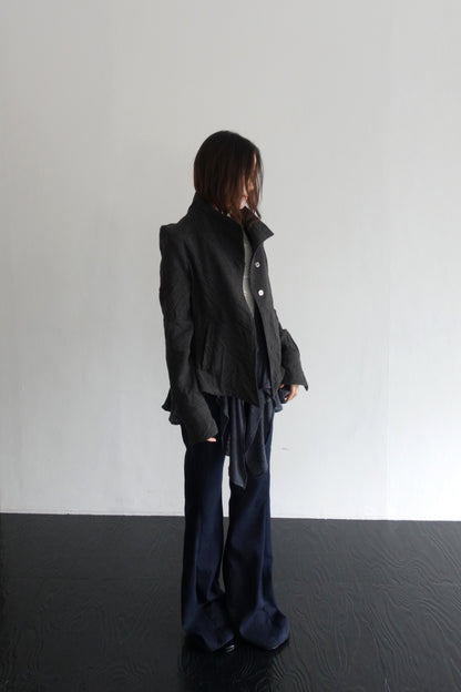 DRAPE 011 'Disheveled Drape Sheer Wool Cardigan'